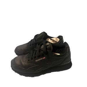 Reebok Classic Leather Mens Black Low Top Sneakers Shoes Size 7
